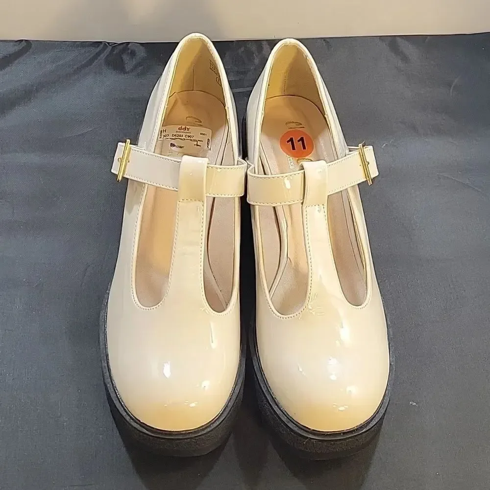 BRAND NEW CHASE+C WOMEN’S ROUND TOE T-STRAP BLOCK HEEL SHOE G1